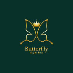 Golden Butterfly logo. Royal butterfly logotype