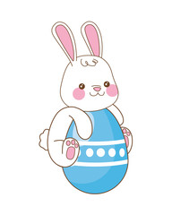 cute little rabbit and egg painted easter character