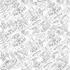 Spare parts pattern. Gears wheels background. Sketch hand drawn. On white background. Design drawing. Vector.