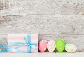 Easter greeting card with colorful easter eggs