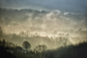 Foggy sunrise on the Biellesi hills