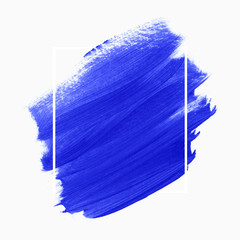 Art blue paint abstract background vector over square frame. Perfect watercolor design for headline, logo and sale banner.