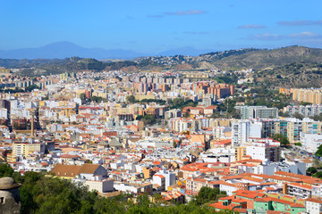 Fototapeta na wymiar Malaga, Spain - March 4, 2020: Urban landscape of the city of Malaga.