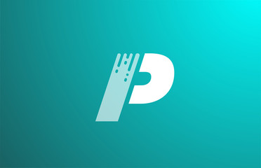 green white transparent alphabet letter logo P design icon for company and business