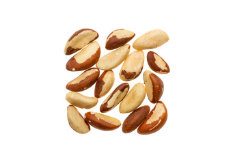 Brazilian nut peeled on white background