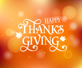 PrintVector illustration. Happy Thanksgiving Day typography vector design for greeting cards and poster on a textural background design template celebration.Happy Thanksgiving inscription, lettering.