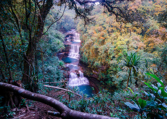 View of the Wei Sawdong waterfalls near Cherrapunji, Meghalaya, India