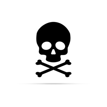 Skull and crossbones icon design mark of the danger warning on vector illustration.