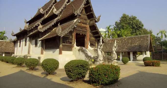 Landmark Travel Place Of Chiang Mai, Thailand. Wat Ton Kain or Inthawawat Temple, complete traditional Lanna and very valuable.