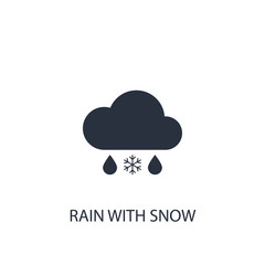 Rain with snow icon. Simple one colored weather element illustration.