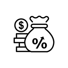 Money Bag  vector  Icon Line Style Illustration 