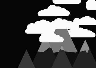 Abstract Random Placed Mountains Panorame Generative Art background illustration