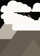Abstract Random Placed Mountains Panorame Generative Art background illustration