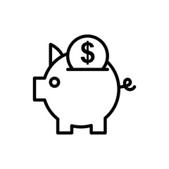 Money Bank  vector  Icon Line Style Illustration 