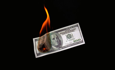 Money fire burn dollar paper