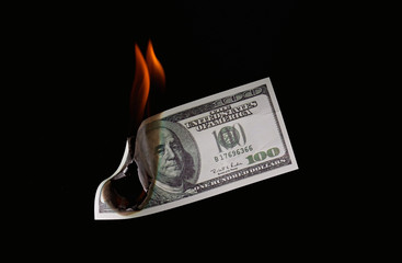 Money fire burn dollar paper