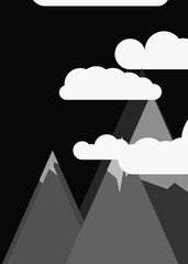 Abstract Random Placed Mountains Panorame Generative Art background illustration