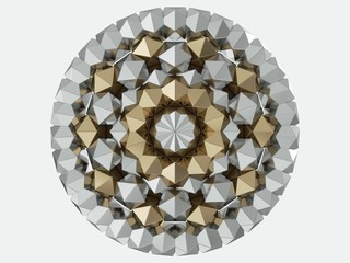 Golden geometric 3d pattern background. 3d rendering - illustration.
