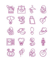 set of icons mother day, line style icon