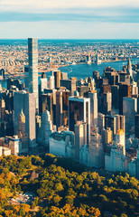 Aerial view of Central Park and Midtown Manhattan, NY - obrazy, fototapety, plakaty