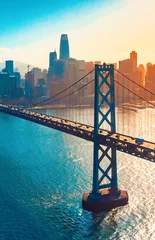 Gordijnen Luchtfoto van de Bay Bridge in San Francisco, CA © Tierney