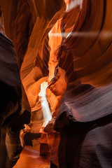 two light rays inside upper antelope canyon