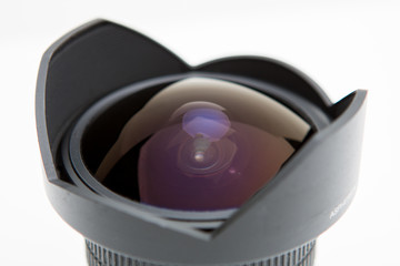 Fisheye lens on white background