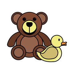 Obraz na płótnie Canvas ducky and bear teddy toys style icon