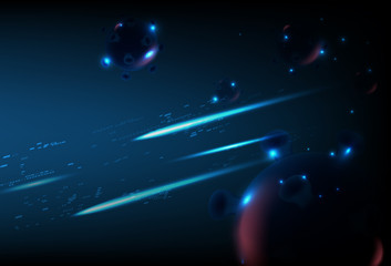 Virus background, particles with perspective science and technology, corona infection concept vector illustration