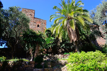 Malaga, Spain - March 4, 2020: Interior areas of the Alcazaba Palace in Malaga.