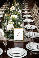 Framed table number at the festive banquet.