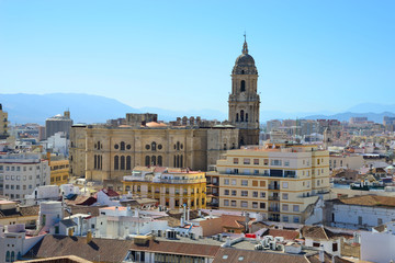 Fototapeta na wymiar Malaga, Spain - March 4, 2020: Cathedral of the Incarnation of Malaga.