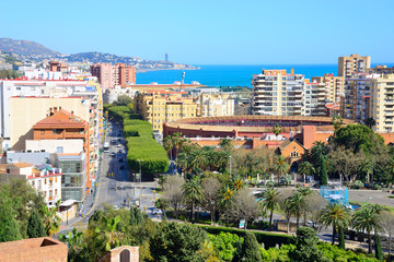 Fototapeta na wymiar Malaga, Spain - March 4, 2020: Views of part of the city of Malaga.