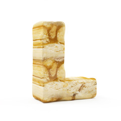 Caramel Peanut Alphabet isolated on white (Letter L)