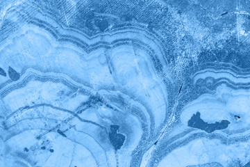 Cross section of abstract blue fantasy mineral, color of the year 2020 pantone classic blue 19-4052