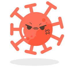 Vector set of cartoon red emoticons face covid-19, emoji angry face of corona virus, Corona Virus cartoon characters - dust floating isolated on white background 