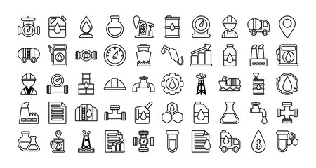 set of icons oil , line style icon