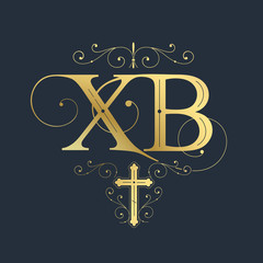 Vector illustration. The monogram Christ has Risen in Russian for Orthodox Easter. Christ Is Risen typography vector design for greeting cards and poster. Russian translation: Christ Is Risen.