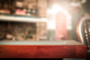 Desk of free space and home interior. 