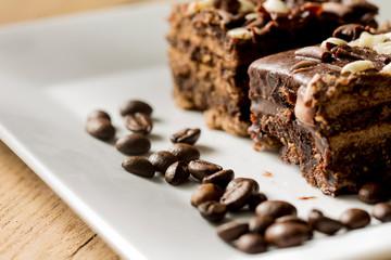 chocolate cake and coffee