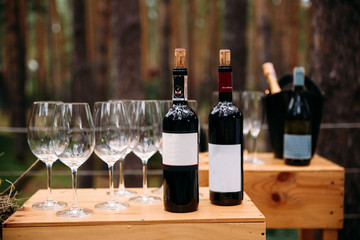 Bar at a summer party in rustic style
