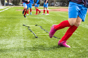 soccer team training before a game