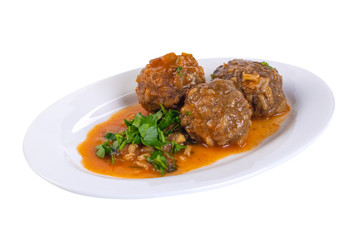 Delicious Swedish meatballs with a hearty brown sauce with parsley