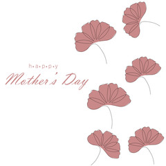 Mom day greeting card with flowers, vector illustration.