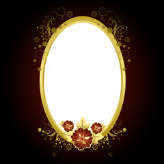 Oval Gold border or frame isolated on background, Frame or border for your image.