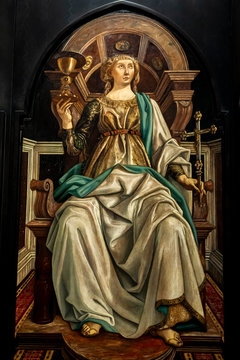Faith, from panels depicting the Virtues in Uffizi Gallery in Florence, Italy