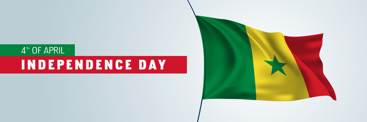 Senegal happy independence day vector banner, greeting card