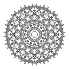 Round floral ornament on white background