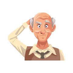 old grandfather character isolated icon