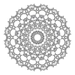 Round floral ornament on white background